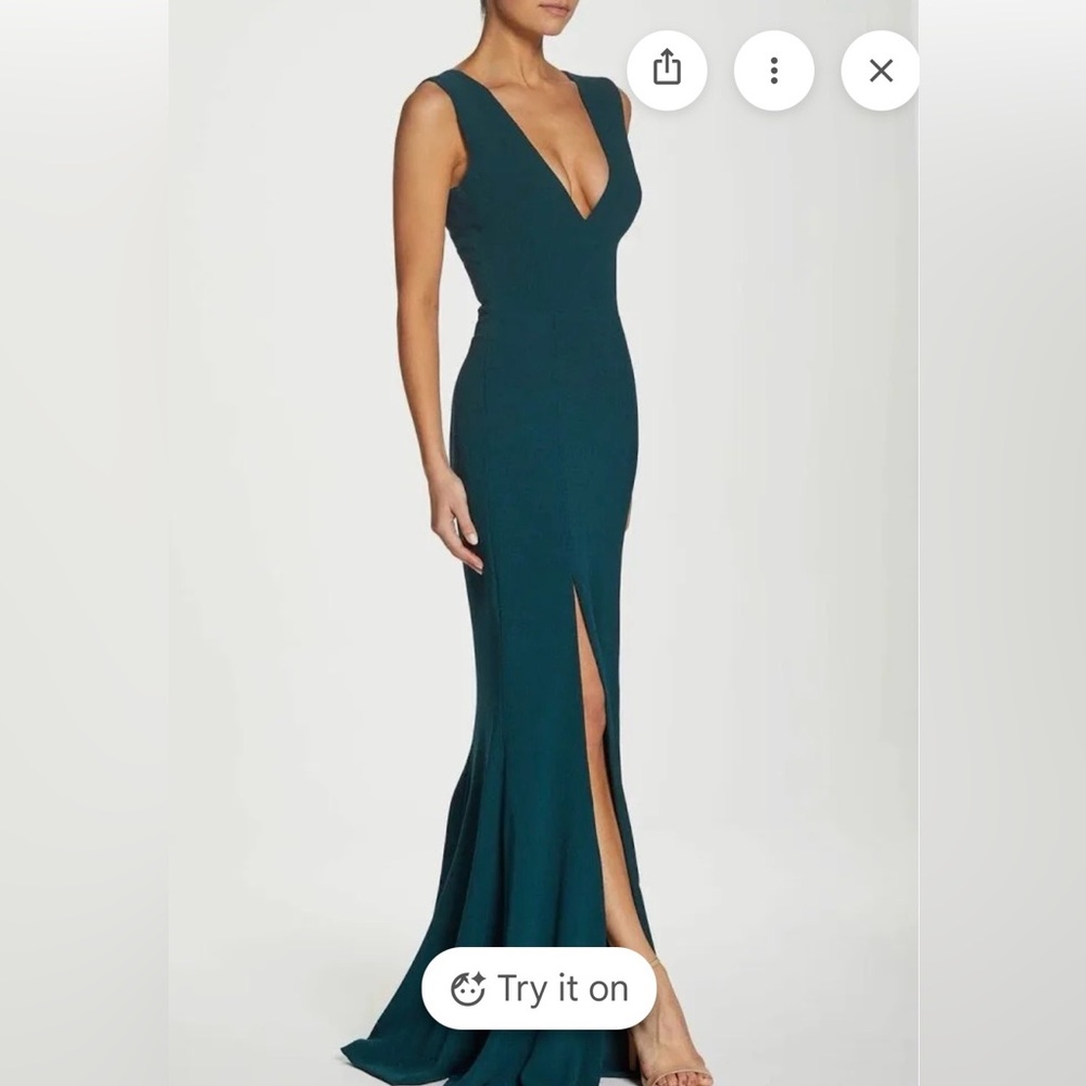 Dress the Population Hunter Green Sleeveless Deep V plunge Gown